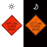 Roll Up Sign & Stand - 48 Inch Left Lane Closed Ahead Roll Up Reflective Traffic Sign